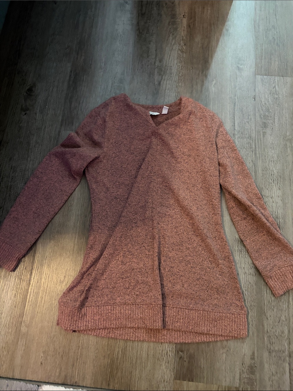 Women's V-Neck Sweater Tunic in Dusty Rose